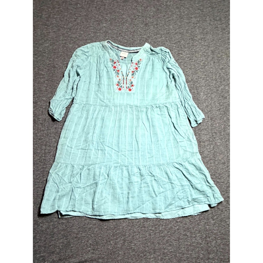 Knox Rose Mini Dress Women 2XL Sage Green Floral Embroidered V Neck Tiered Lined